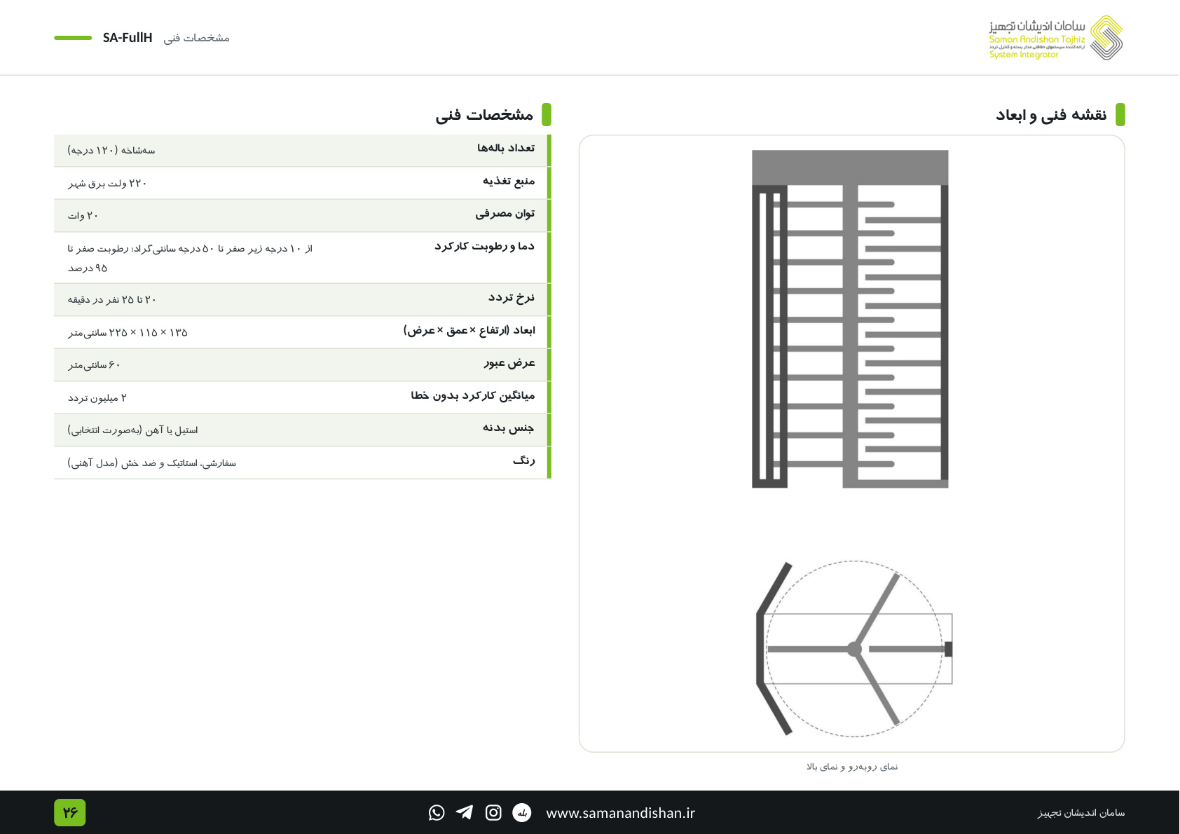 SA FullH specifications - شرکت سامان اندیشان